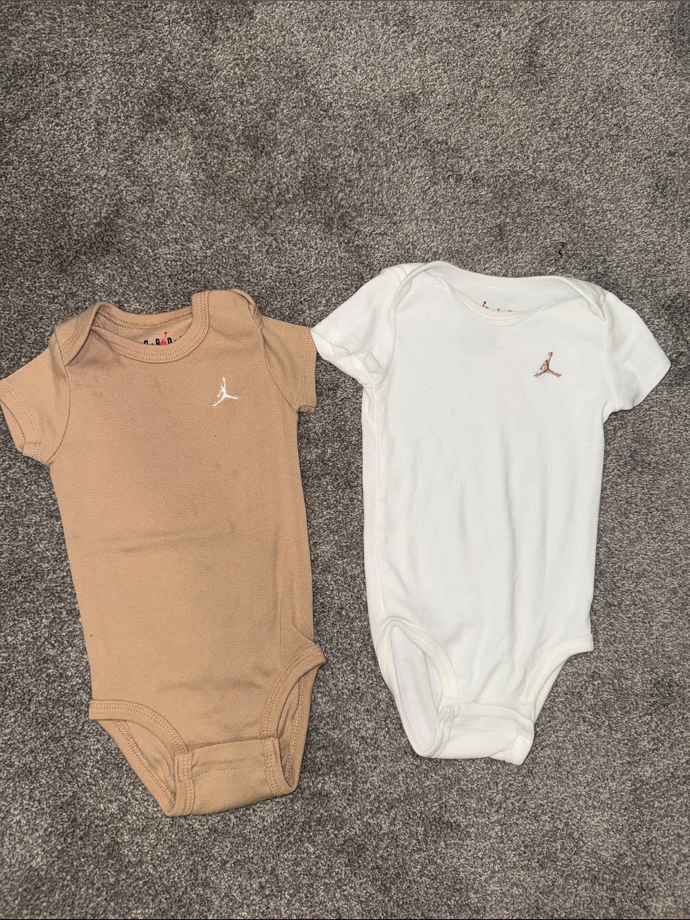 Jordan 2-Pack Short Sleeve One-Pieces in Tan and White